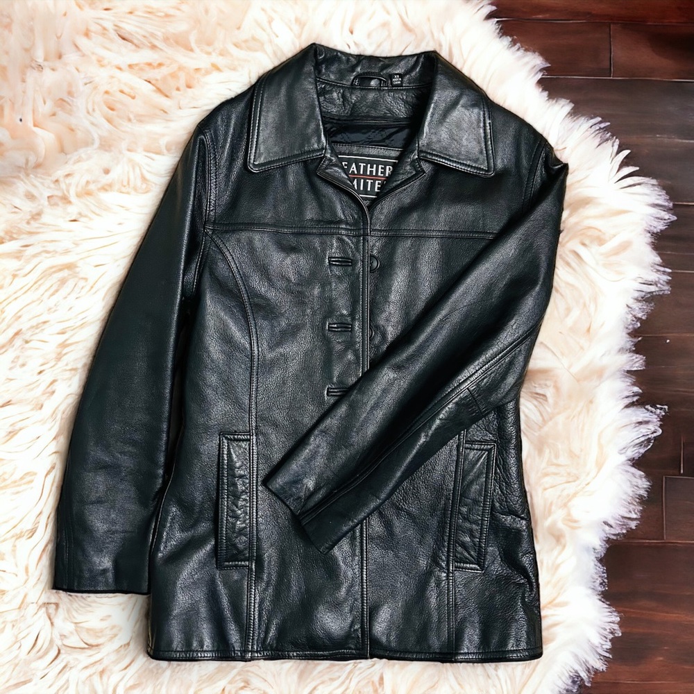 Wilsons Leather Women's Black Leather Button-Front Jacket